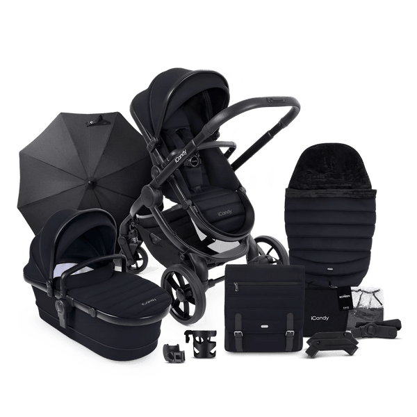 iCandy Peach 7 Stroller and Bassinet Complete Bundle-Black Edition