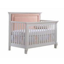 Load image into Gallery viewer, Belmont “5-in-1” Convertible Crib with Channel Tufted Upholstered Headboard Panel in grey - Natart - Baby Lavish