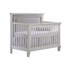 Load image into Gallery viewer, Belmont “5-in-1” Convertible Crib with Channel Tufted Upholstered Headboard Panel in grey - Natart - Baby Lavish