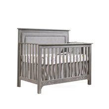 Load image into Gallery viewer, Emerson “5-in-1” Convertible Crib with Channel Tufted Upholstered Headboard Panel in Fog - NEST - Baby Lavish