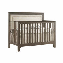 Load image into Gallery viewer, Emerson “5-in-1” Convertible Crib with Channel Tufted Upholstered Headboard Panel in Fog - NEST - Baby Lavish