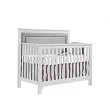 Load image into Gallery viewer, Emerson “5-in-1” Convertible Crib with Channel Tufted Upholstered Headboard Panel in Fog - NEST - Baby Lavish