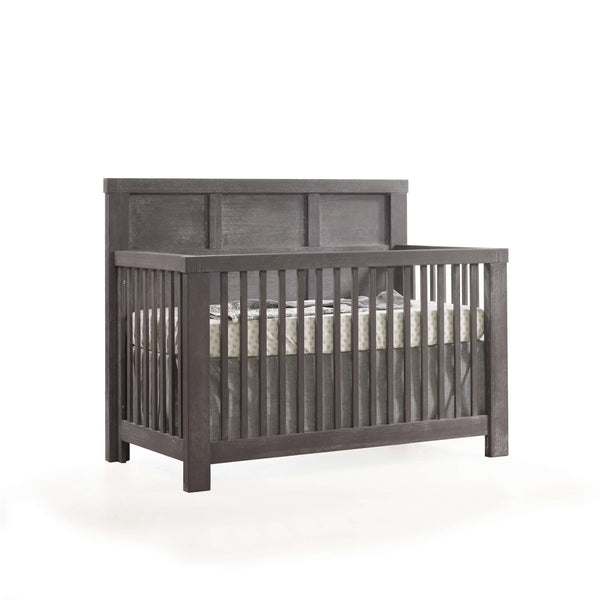 Rustico “5-in-1” Convertible Crib w/Linen Weave Upholstered Headboard Panel - Natart - Baby Lavish